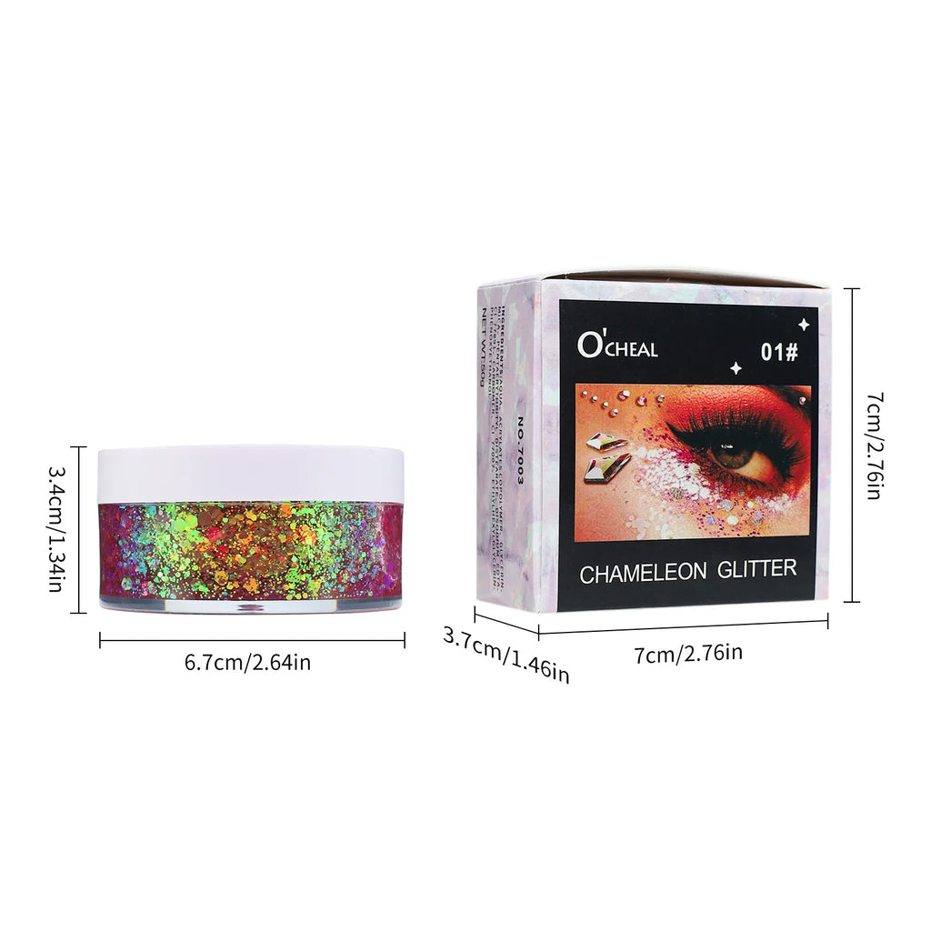 Chameleon Glitter Powder Long-lasting Waterproof Shiny Suitable Hair Qme