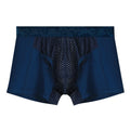 Quick-drying Men's Mesh Boxer Briefs Split Design Four-way Stretch Qme Dark Blue 1XL