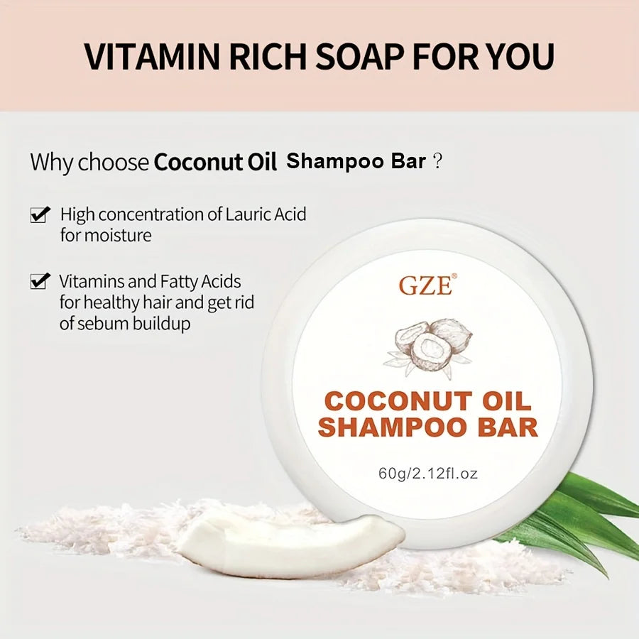 GZE Coconut Oil Shampoo Bar, Moisturizing Bar Shampoo for Dry Hair Qme