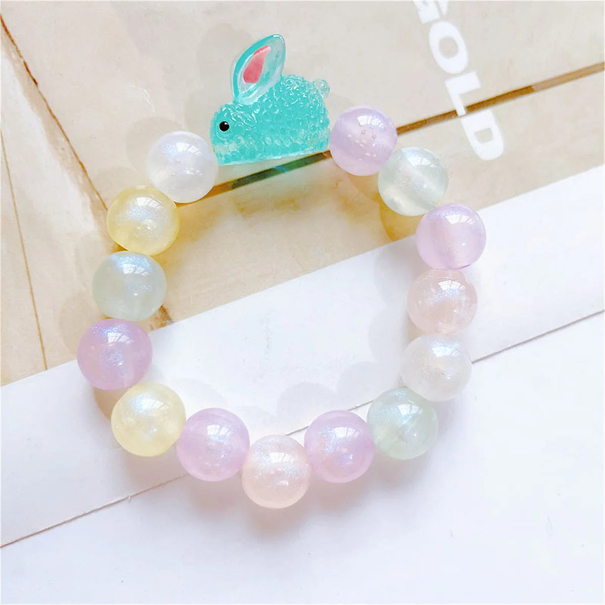 b13 Cute Resin Luminous Rabbit Beads Bracelet Fashionable Women's Girls Acrylic Cute Korean Bracelet Accessories Wholesale Qme lan