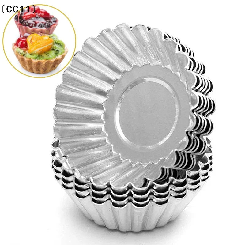 Reusable Non-stick Egg Tart Mold Aluminum Alloy Flower Round Shape Qme