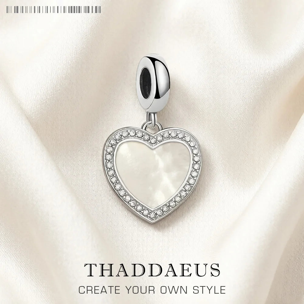 Dangle Charm Pendant Heart with Shell Women Summer Brand New Romantic 925 Sterling Silver Love Gift Qme
