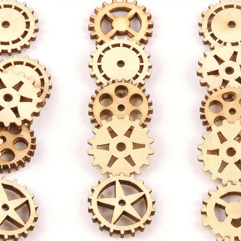 50Pcs 24mm Natural Unfinished Wooden Wheel Gear Shape For Handmade DIY Crafts Wood Slices Ornament Scrapbooking Home Decor m1683 Qme