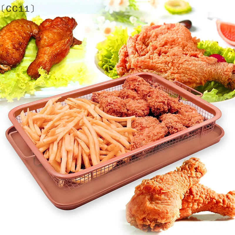 CC11Baking Tray Oil Frying Baking Pan Stainless Steel Non-stick Chips Qme