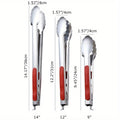 3pcs, Stainless Steel Kitchen Cooking Tongs, Sturdy Grilling Barbeque Brushed Locking Food Tongs With Ergonomic Grip, Qme 3pcs