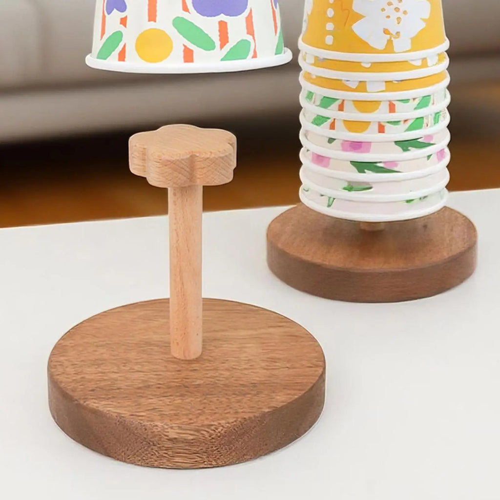 Coffee Cup Dispenser Wood Drink Up Mug Stand Decorative Paper Holder Qme