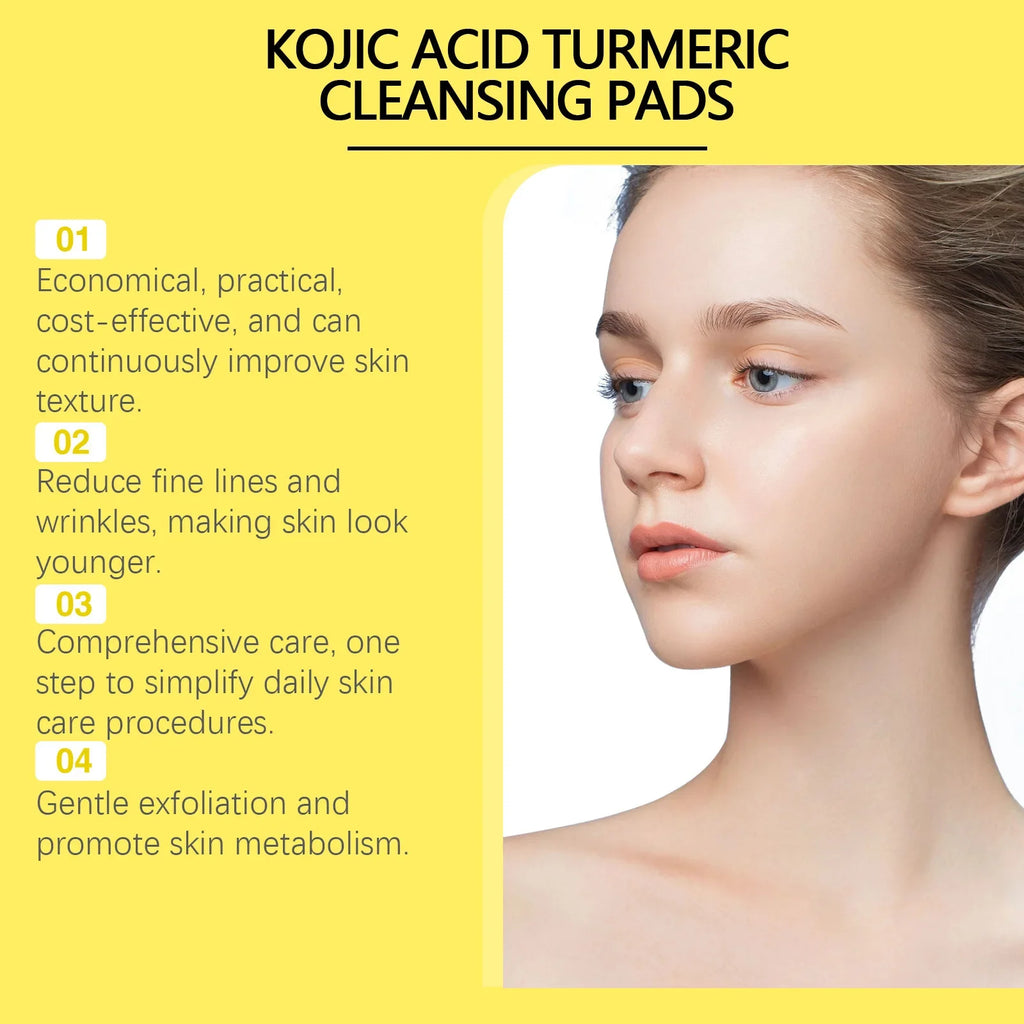 Turmeric Kojic Acid Cleansing Pads Exfoliating Pads Shrink Pores Removing Dead Skin Smooth Brightening Skin Face Cleansing Qme