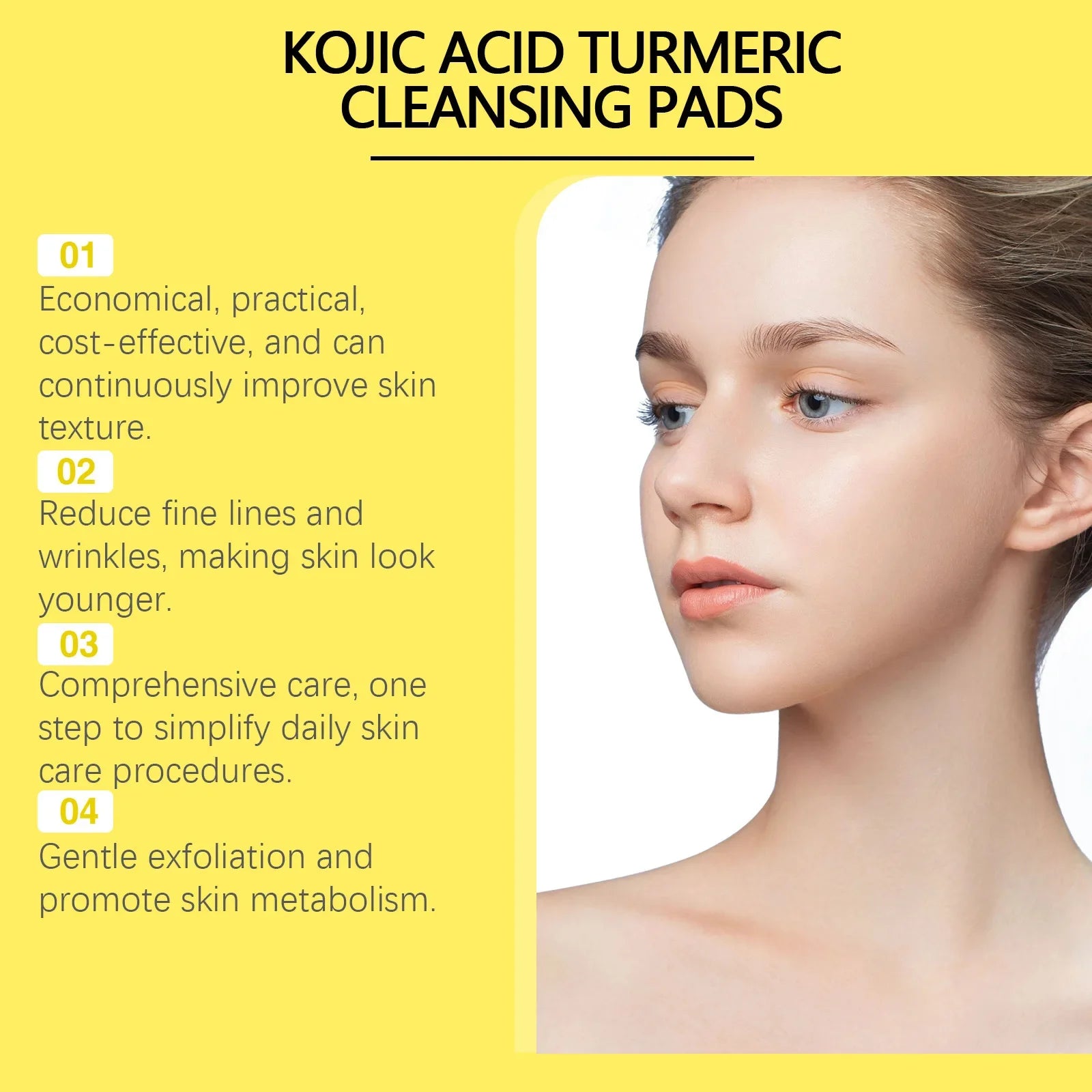 Turmeric Kojic Acid Cleansing Pads Exfoliating Pads Shrink Pores Removing Dead Skin Smooth Brightening Skin Face Cleansing Qme