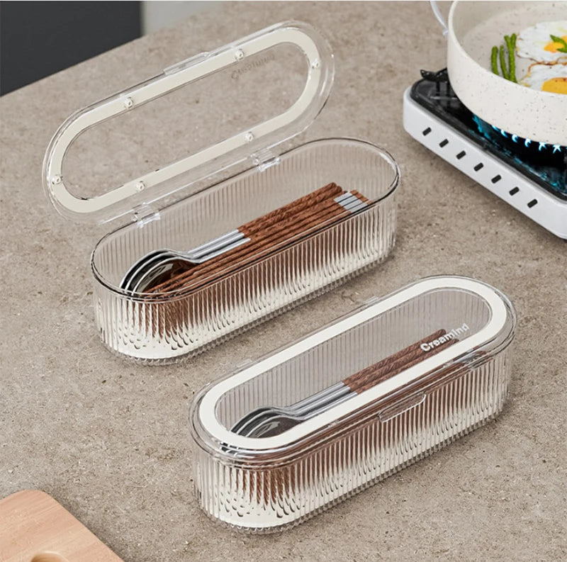 Restaurant Spoon Fork Cutlery Storage Box Light Luxury Transparent Qme