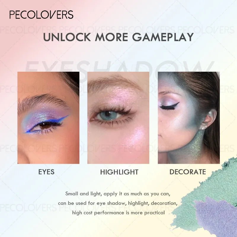Shiny Chameleon Eyeshadow Palette Gradient Effect Glitchy Glam Makeup Qme