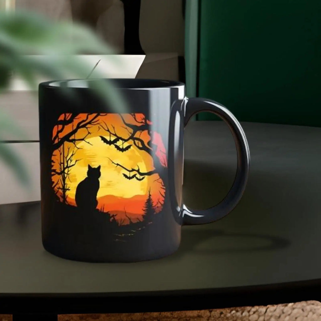 Cat Mugs Ceramic Halloween Funny Mysterious Coffee Cup Festive Mug Qme