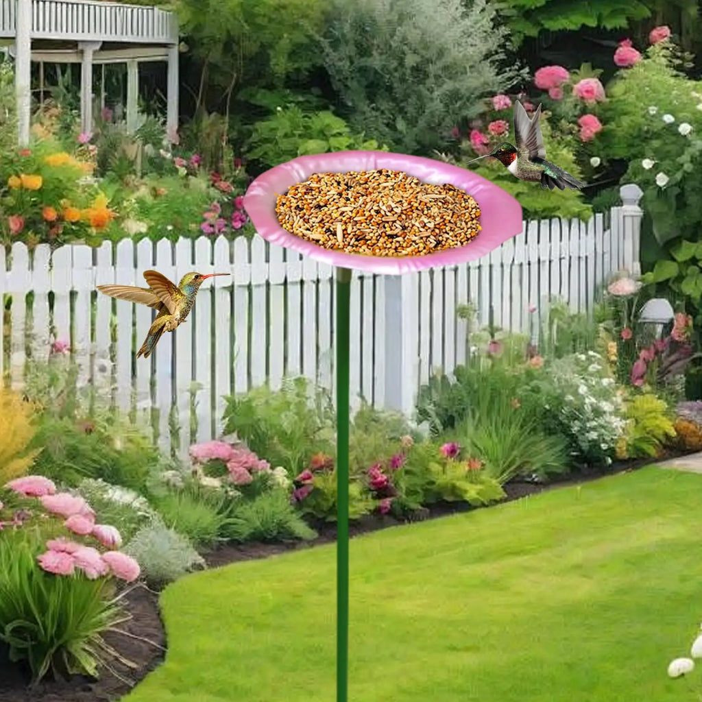 Outdoor Bird Bath Metal Tray Pole With Stake Bird Bath For Window Deck Patio Backyard Yard Balcony Railing Ground Pool Qme