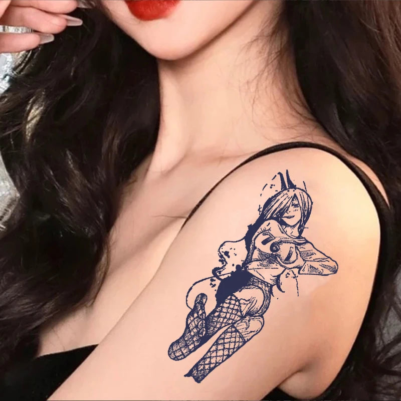 Sexy sexy lace girl temporary sticker arm thigh Waterproof and sweat resistant herbal juice tattoo sticker Qme