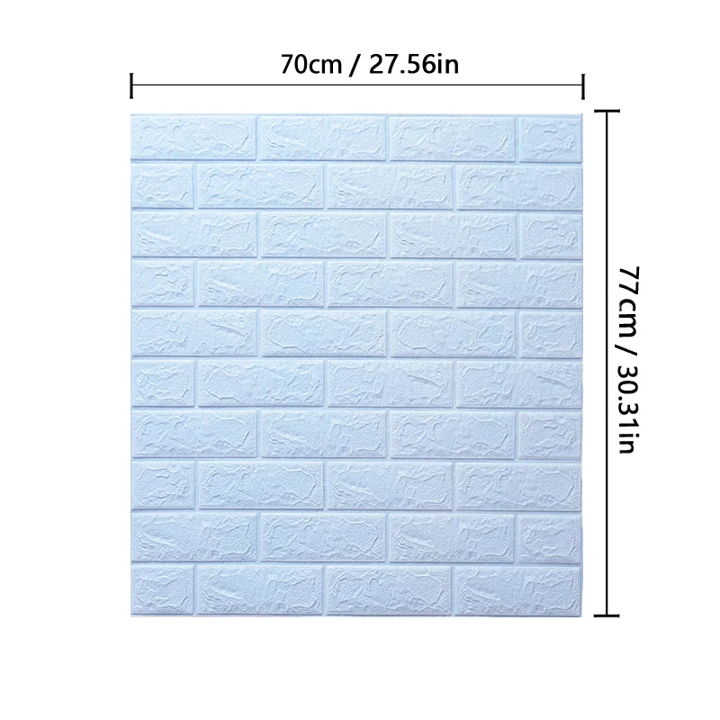 1-10pcs 77cm*70cm 3DWall Sticker Solid Color Faux Brick Bedroom Home Decor Waterproof Self Adhesive DIY Living Room Wallpaper Qme light-blue 1pcs-77cmX70cm