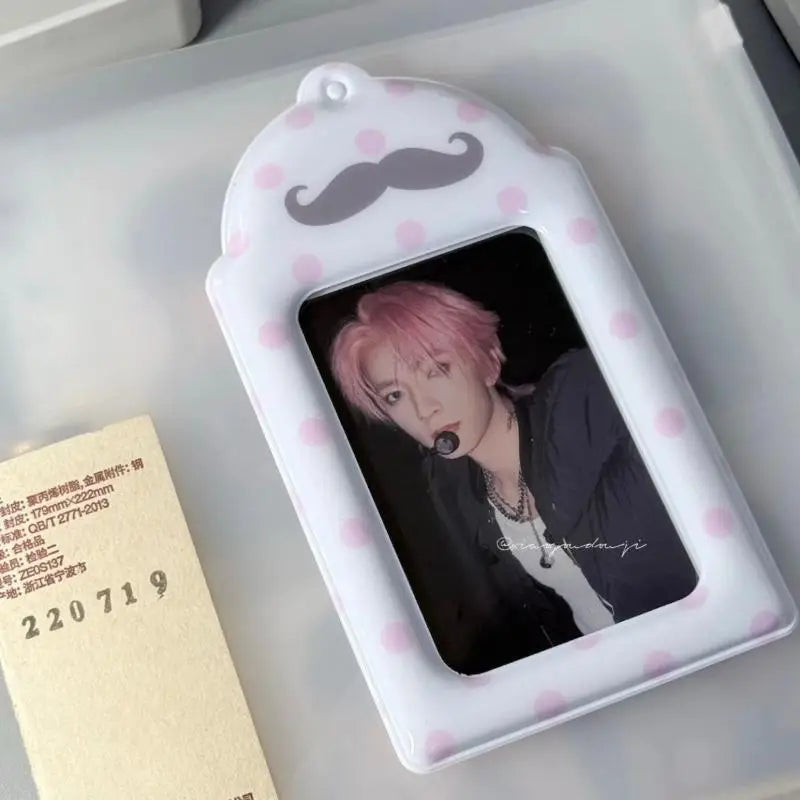 Polka Dot Mustache Print Card Holder Stylish PVC Kpop Photocard Meal Qme A2