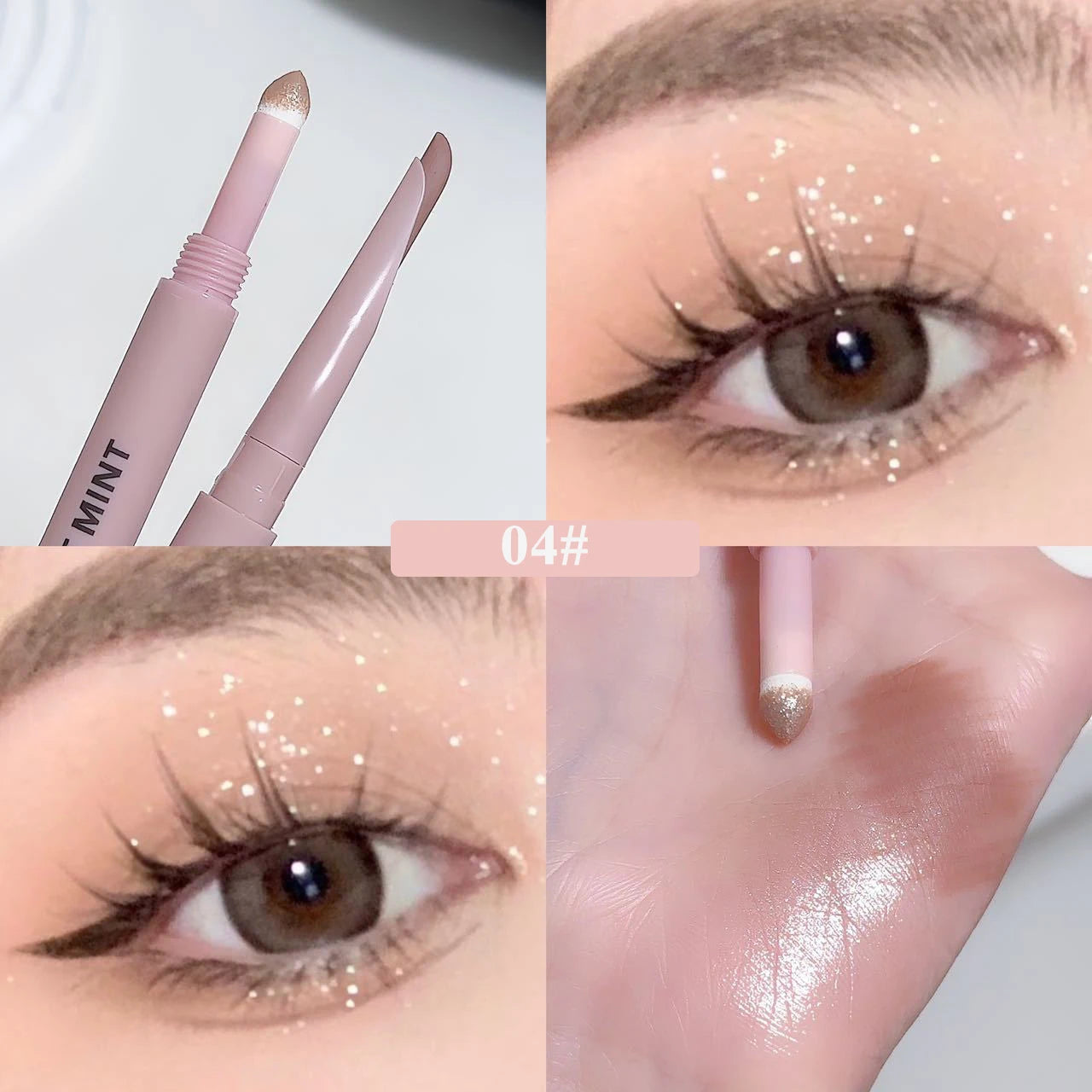 Sweetmint Meniscus Double-ended Silkworm Eyeliner Shadow Highlight Naturally Brightening Long-lasting Eye Makeup Two-in-One Qme 1434-04