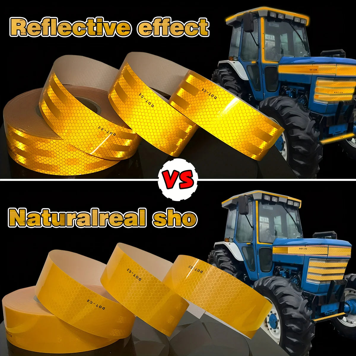 Yellow Car Reflective Tape DOT-C2 Safety Conspicuous Sticker For Safety Truck Motorcycle Bicycle Trailer Qme