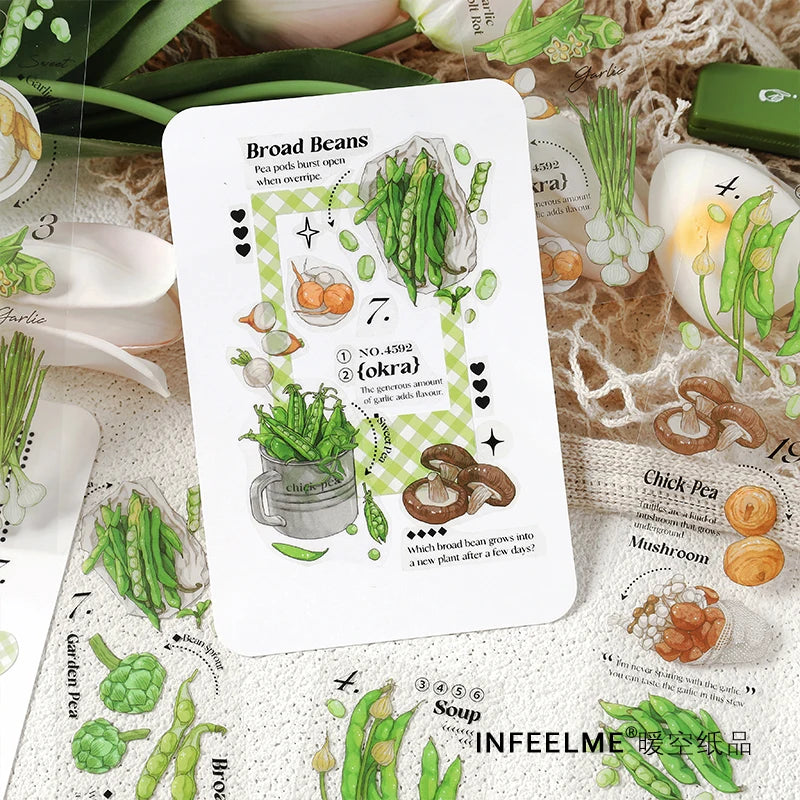 6 pcs/lot vegetable Stickers aesthetic Decorative Stick Labels journaling Album Scrapbooking Collage material Qme