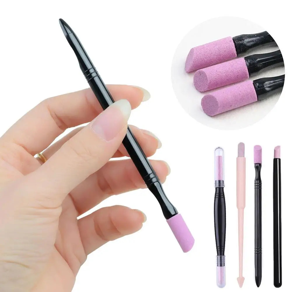 Nail Sanding Sticks File Cuticle Stone Pusher Care Tool Art Pen Qme