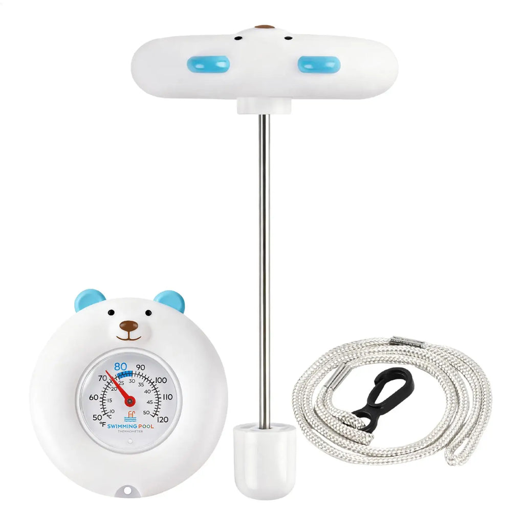 Pool Temperature Gauge Floating Cute Bear Floating Large Easy Read Gauge with String Kids Pool Accessories for Lake Beach Qme