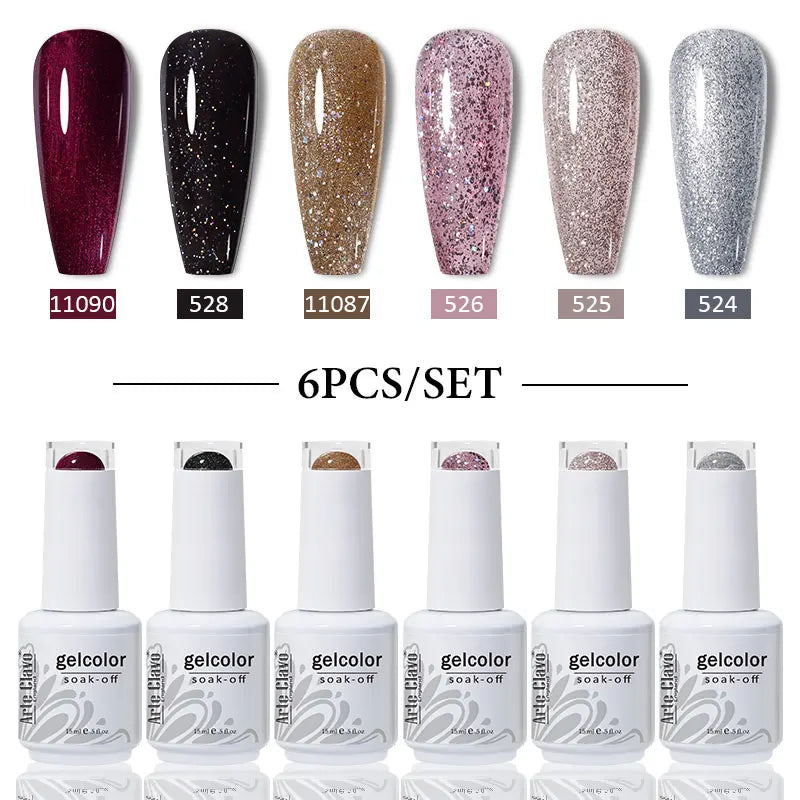 Arte Clavo 4 6 8 Gel Nail Polish Art Soak Off UV Colorful Semi