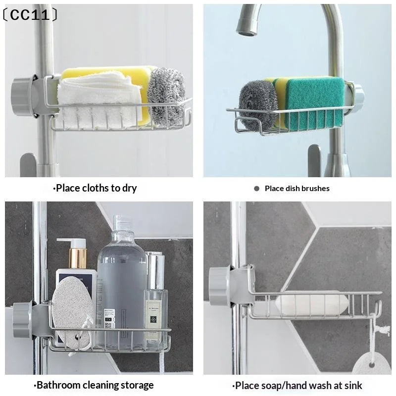Kitchen Stainless Steel Sink Drain Rack Sponge Storage Faucet Holder Qme