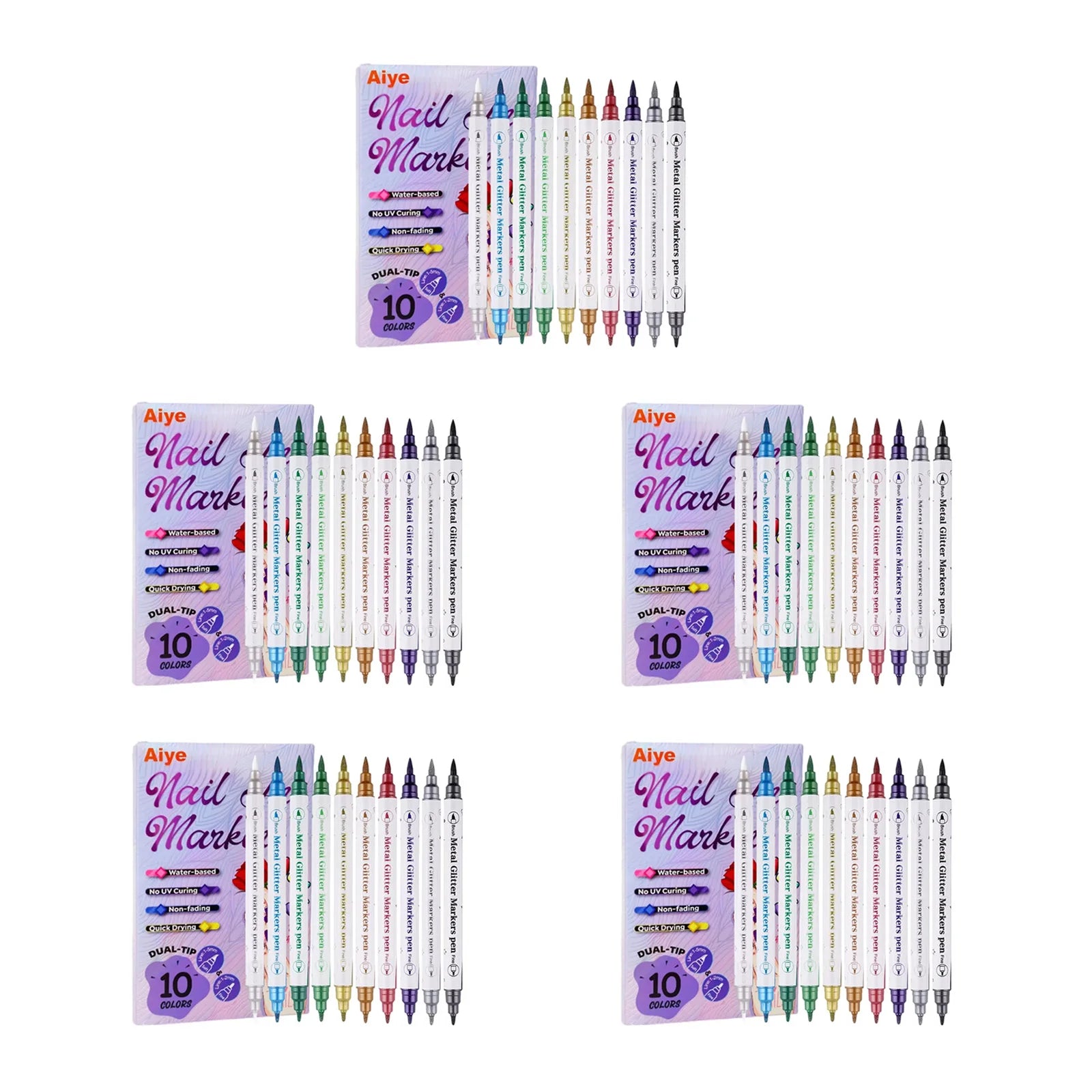 10Pcs/Set DIY Nail Art Graffiti Pen Nail Polish Pens Drawing Painting Point Liner Acrylic Painted Pen Waterproof Quick-drying Qme 5 Sets