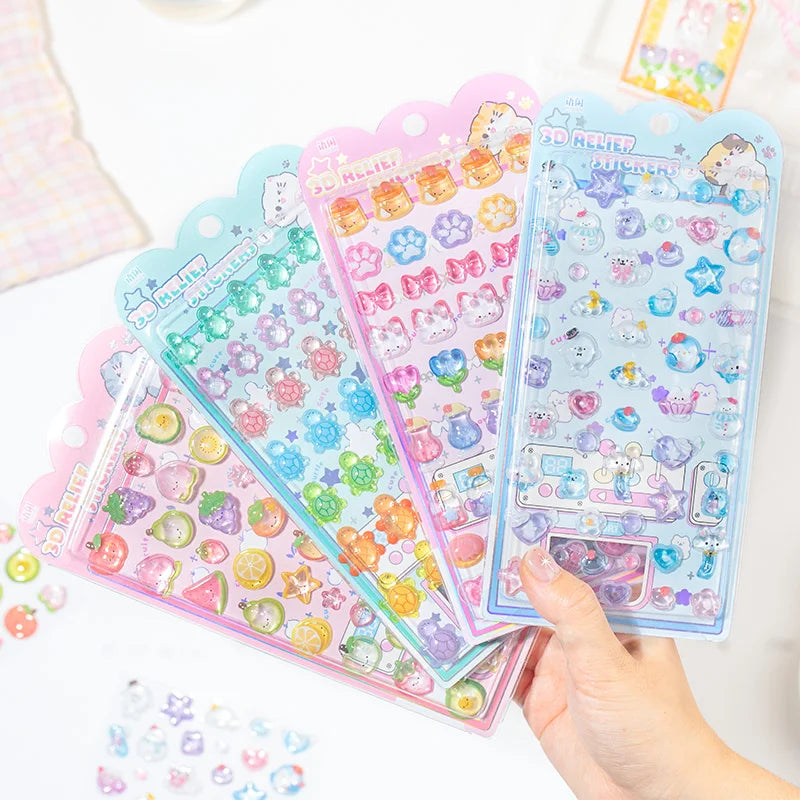 1 Sheet 3D Puffy Jelly Candy Stickers Wobble Sensory Game for DIY Crafts Scrapbooking Journal Laptop Decoration Qme