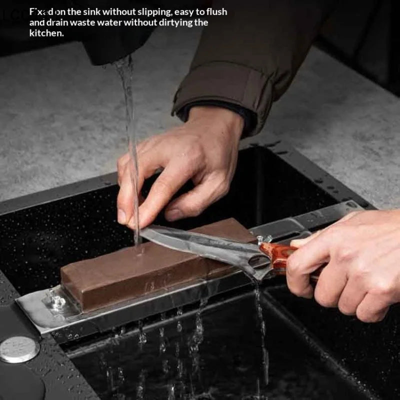 Stainless Steel Sink Sharpening Stone Holder Retractable Whetstone Qme