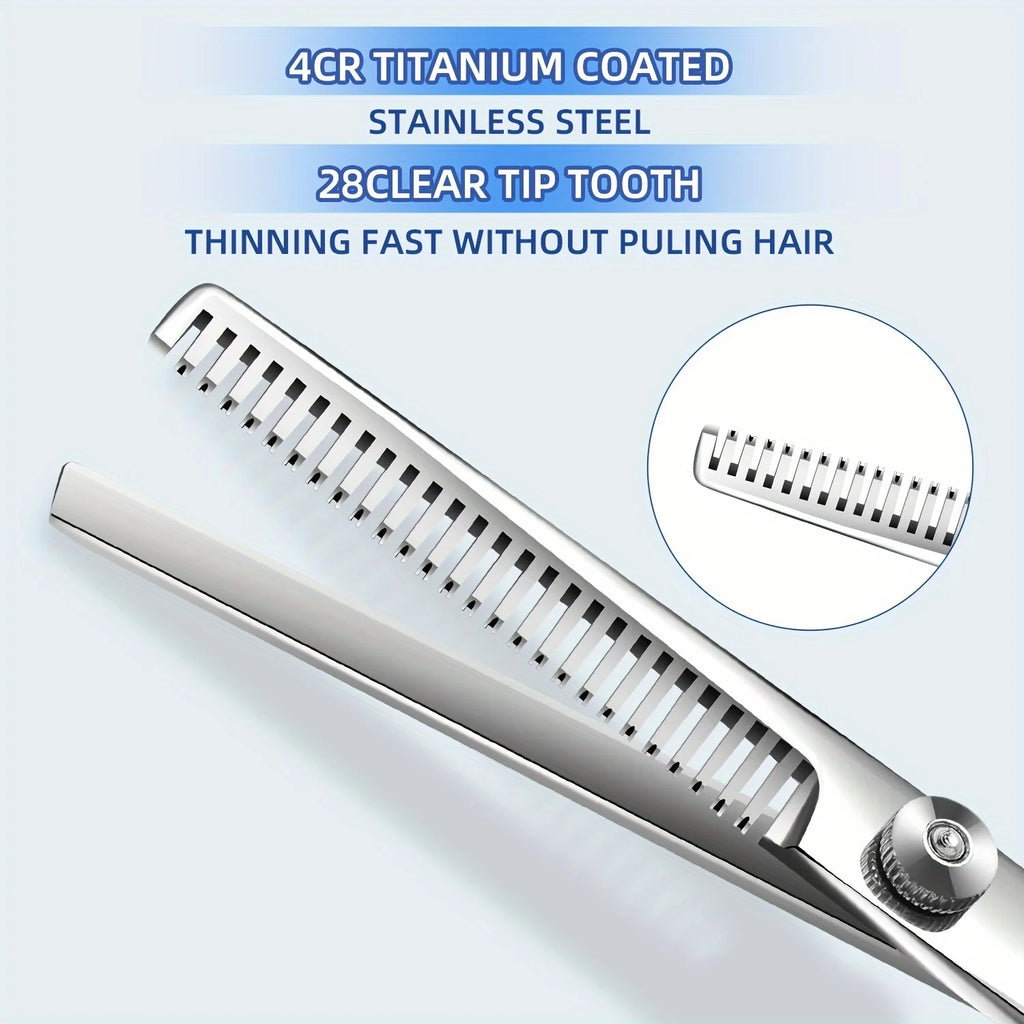 4pcs Professional Dog Grooming Scissors Round Tip Down-Curved Thinning and Cutting Shears for Precise Trimming and Shaping Qme