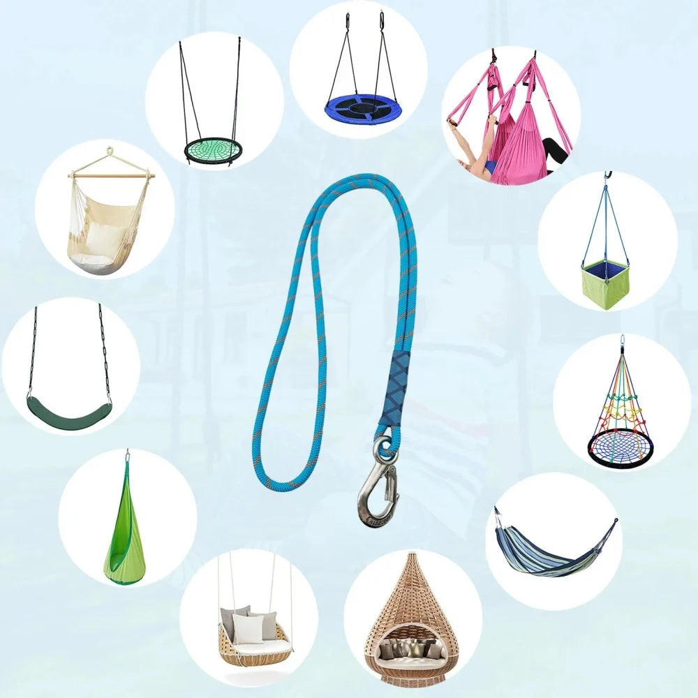 Nylon Swing Strap Wear Resistant Hanging Rope 60 90 150cm with Stainless Steel Hook for Tree Swing Hammock Patio Chair Outdoor Qme