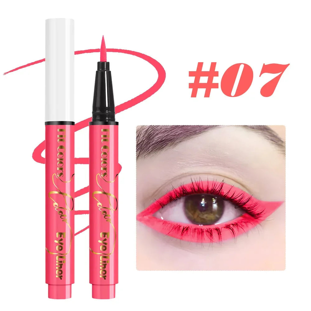 12Colors Liquid Eyeliner Neon Colored Halloween Liner Eyeliner Pen Waterproof UV Blacklight Fluorescent Face Body Paint Makeup Qme 07
