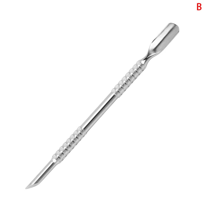 Stainless Steel Cuticle Pusher Dual Sided Shaped Double Ended Ingrown Qme B