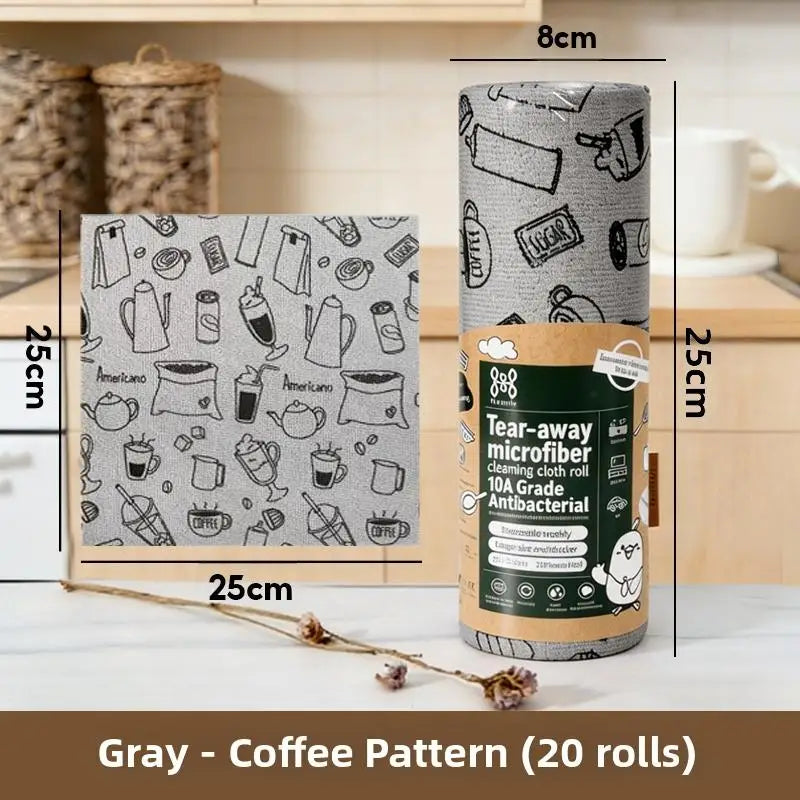 Tearable Microfiber Cleaning Cloth Roll Reusable With Cute Prints For Kitchen Wiping Home Use Cleaning Supplies Household Tool Qme one size F