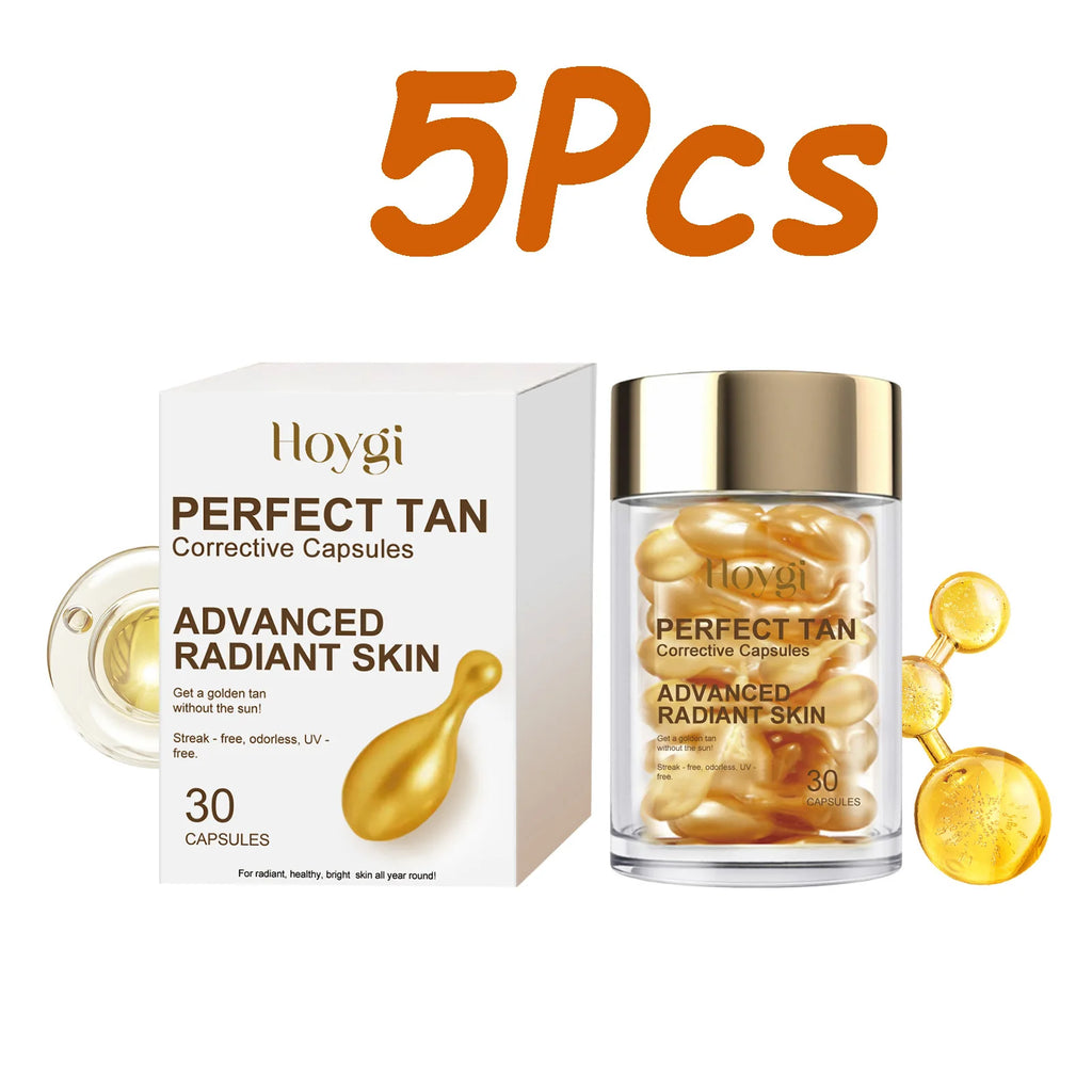 Portable Tanning Capsule Accelerate Natural Bronze Tan Moisturizing & Soothing Even Skin Tone Sunless Self-Tanning Serum Qme 150 capsules