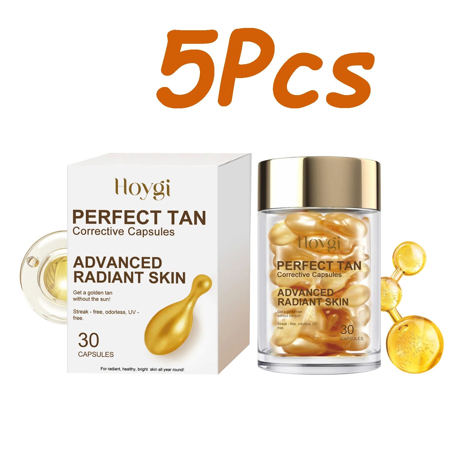 Portable Tanning Capsule Accelerate Natural Bronze Tan Moisturizing & Soothing Even Skin Tone Sunless Self-Tanning Serum Qme 150 capsules