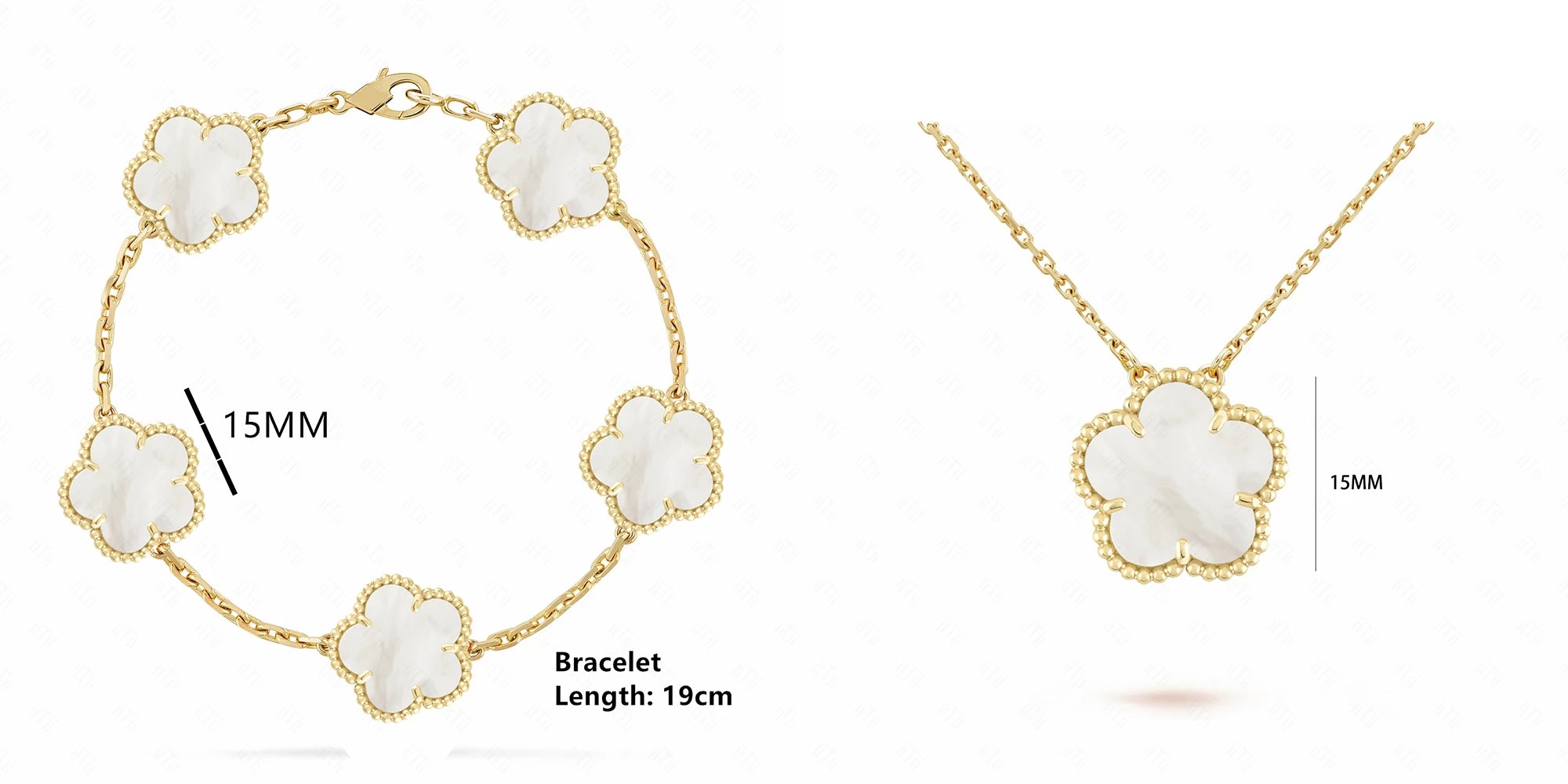INS Hot Selling 15mm Natural Stone Five Leaf Flower Set Bracelet Necklace Flower Jewelry For Women Free Shipping For Daily Wear Qme