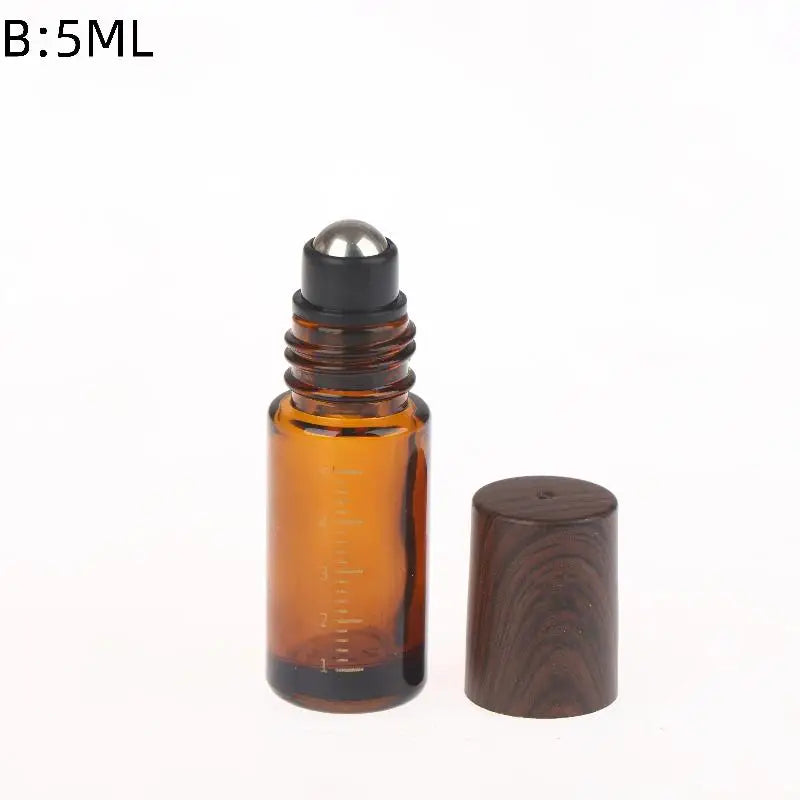 Glass Roll Bottles Plastic Wood Grain Cap Sample Roller Ball Vials Qme 5ML B