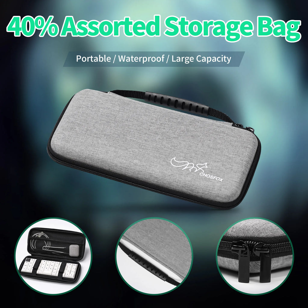 Chosfox Protable Keyboard Storage Bag Large Capacity Mechanical Keyboard Bag for 40% Thickened Fabric Waterproof Protect Bag Qme