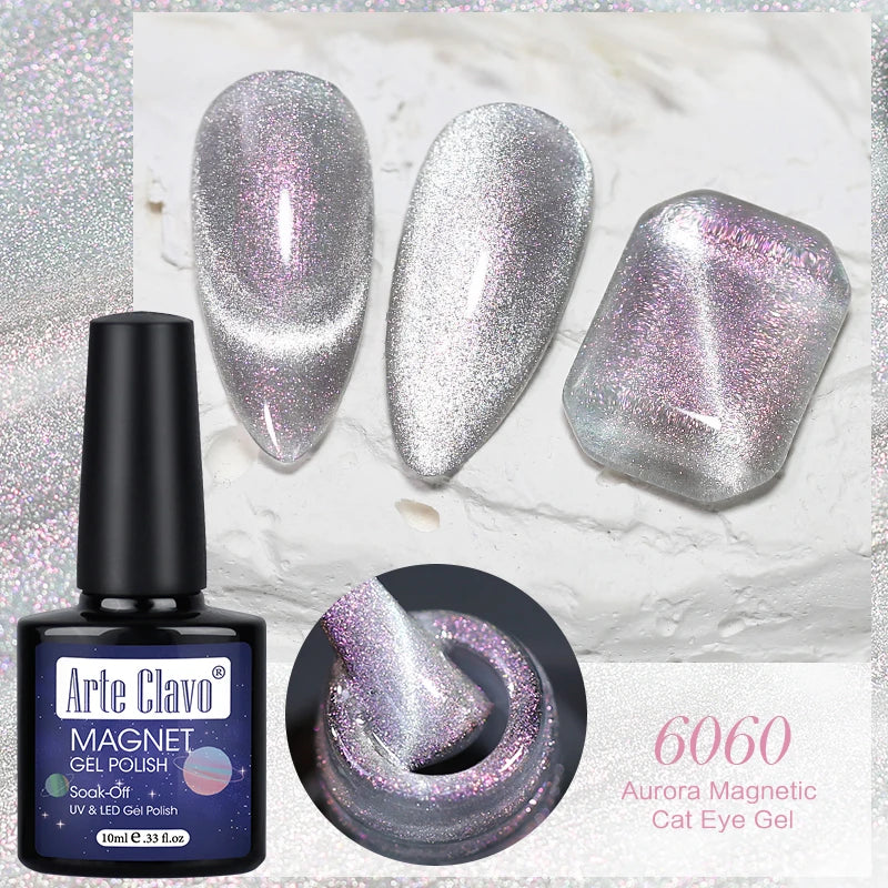 Arte Clavo Auroras Cat Eye Magnetic Gel Unicorn Shining Transparent Qme