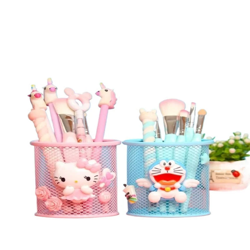 Cute Hello Kitty Metal Desktop Pen Holder Decorative Storage Box Qme