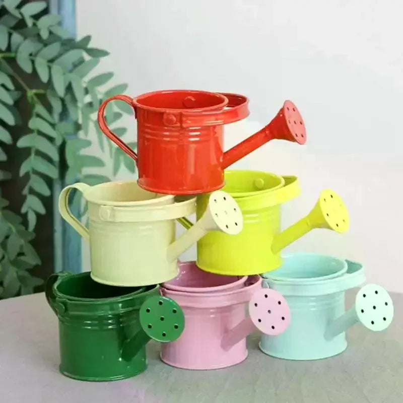 New Metal Watering Can Garden Flower Kettle Mini Small Water Spraying Pot Large Capacity For Kids Adult Qme
