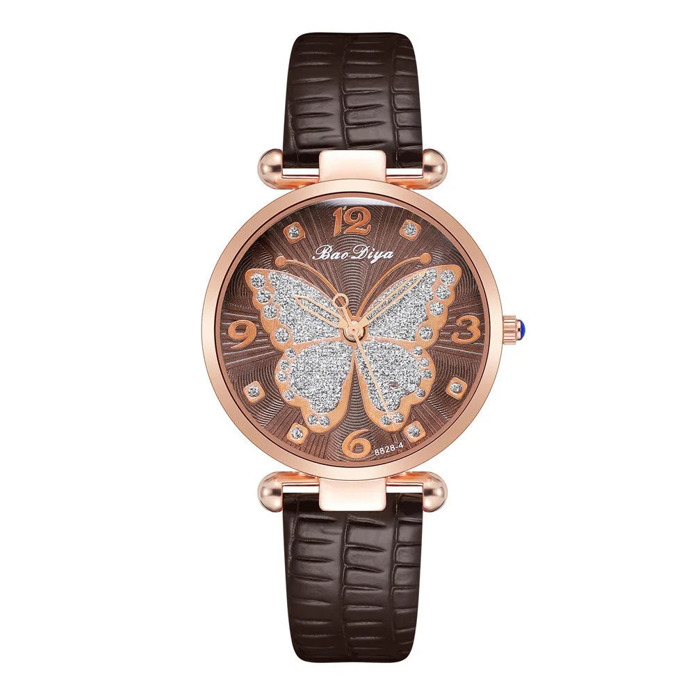 Women Leather Strap Analog Quartz Watch Men's Watch Blue Glass Belt Business Watch Ladies Wrist Watch Reloj Mujer Lady Dress Qme Brown