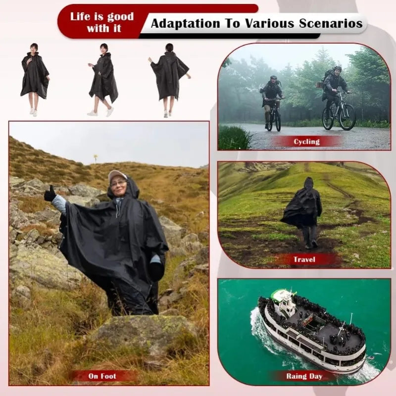 3-in-1 Waterproof Rain Poncho Hooded All-in-one Cover Motorcycle Qme