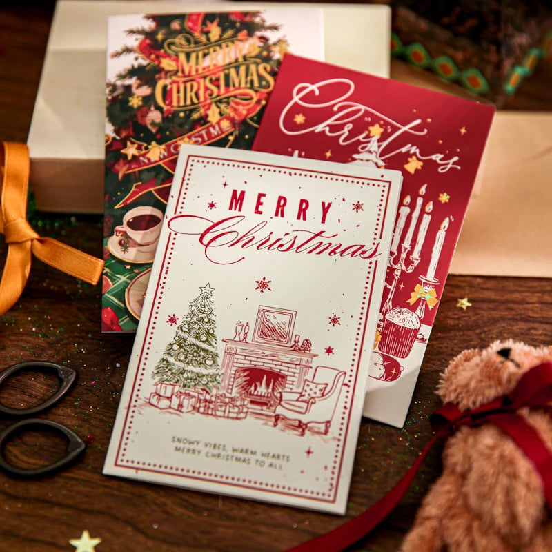 Christmas Greeting Card Single Sheet Holiday Greeting Card for Xmas Gift Wrapping Party Decoration Festive Celebration Qme