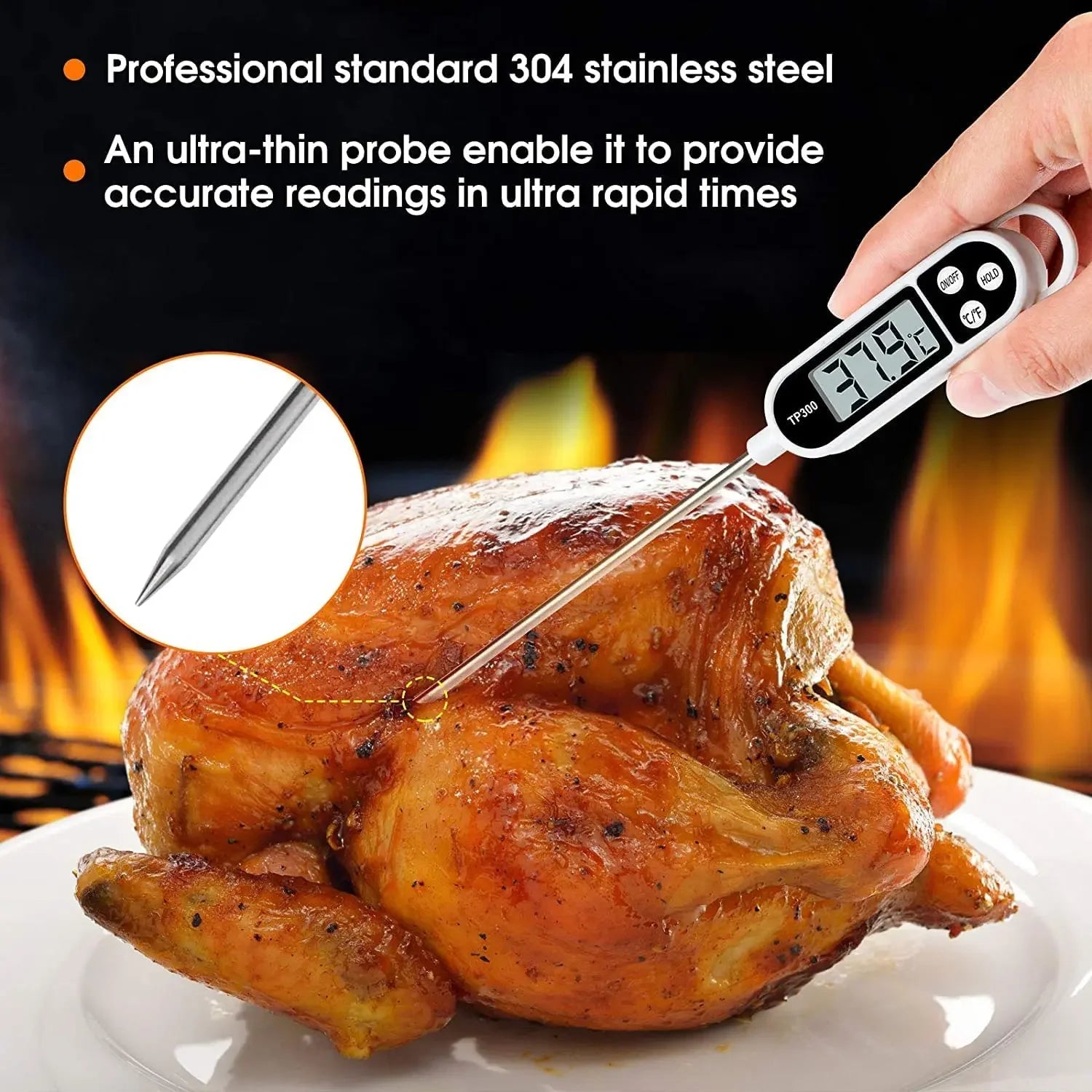 Stainless Steel Probe Type Household Food Thermometer Pen Type Milk Temperature Cooking Food Thermometer Qme