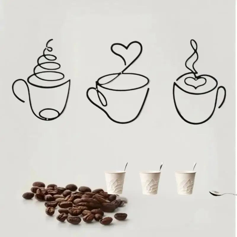 Wall Hangings Coffee Shop Decorations Interior Hanging Iron Paintings Qme