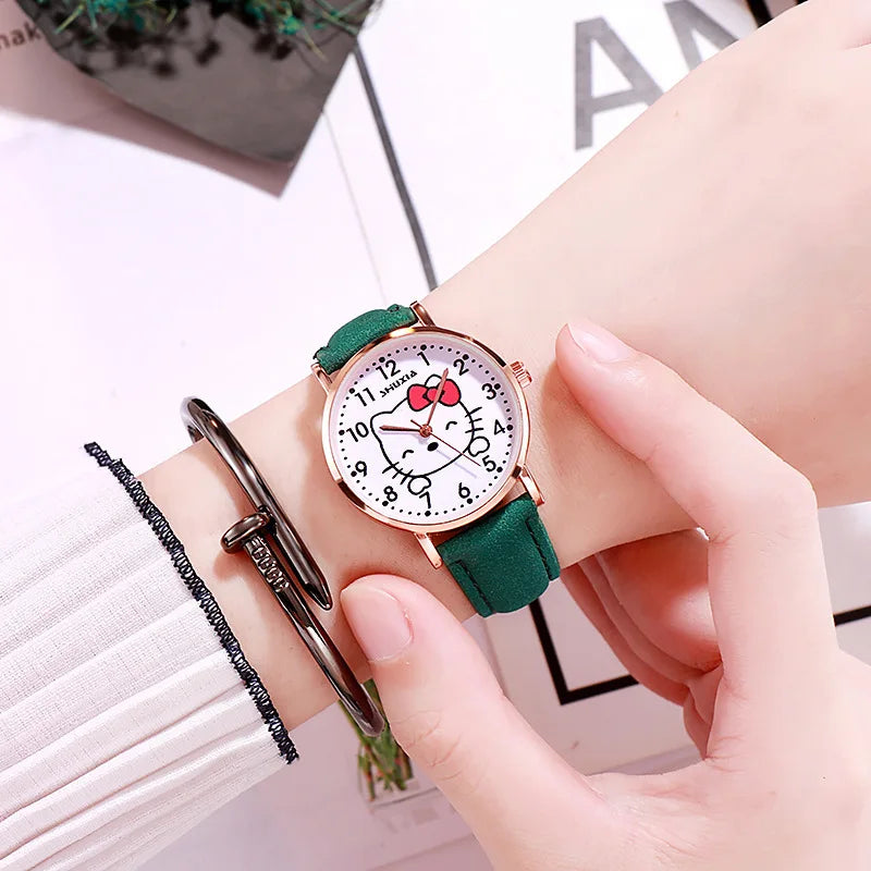 Hello Kitty Watch Minimalist, Cute Little Red Cat Student Watch in the Instagram Style Fresh and Chic Quartz Wristwatch Qme 3