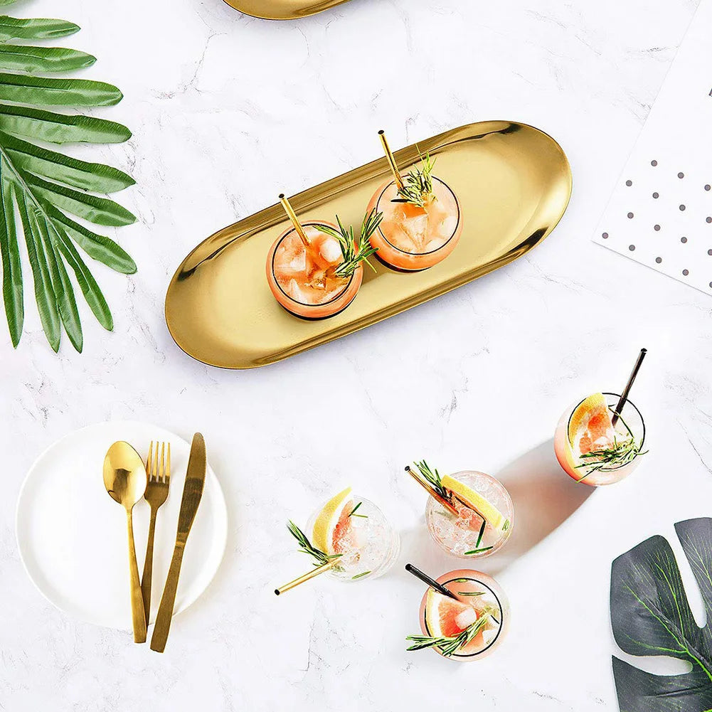 Stainless Steel Gold Storage Tray Fruit Jewelry Display Plate Kitchen Vanity Organizer Tools Metal Toilet Storage Rack Qme