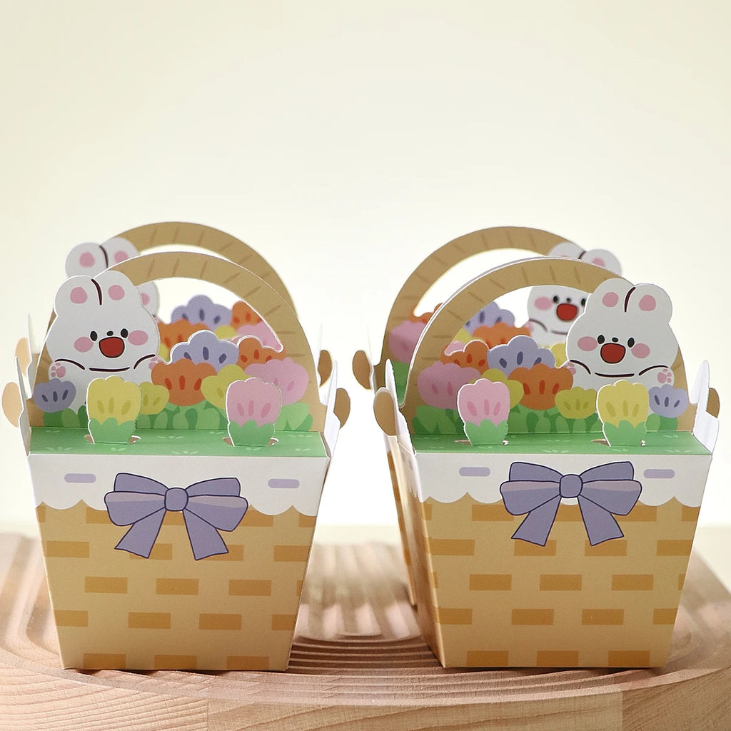 5 Easter Gift Boxes with Cute Bunny Designs, Perfect for Use as Easter Party Favor Bags, Candy Boxes (with Handles), Easter Party Table Decorations, Easter Decorations, Spring Holiday and Birthday Gift Baskets, Home Decor, Ea Qme